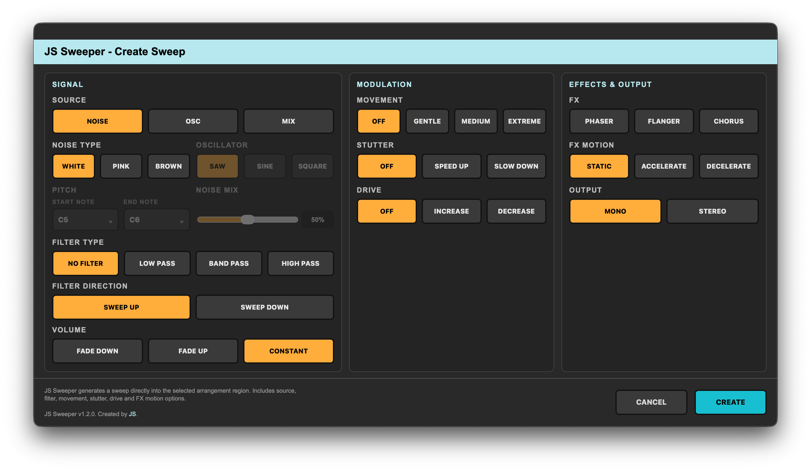 JS Sweeper - Ableton Extension
